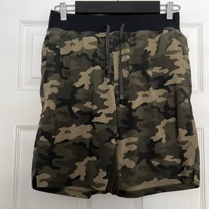 Camo Fabletics athletic shorts, no liner, size medium